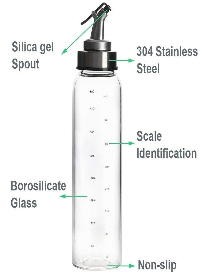 Baskety Olive Oil Dispenser Bottle, 450 ml Vinegar Dispensing Cruets With Drip-less Capped Spout, Liquid Condiment Container, Glass Decanter for Kitchen (Pack of 1) - Image 3